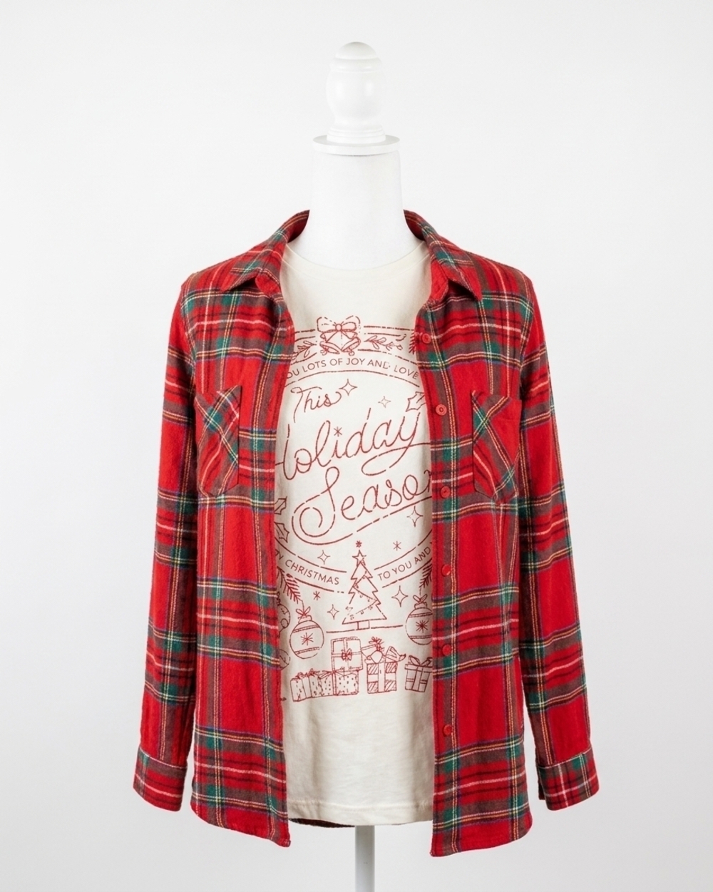 NEW GRACE AND LACE women's christmas slub graphic in white